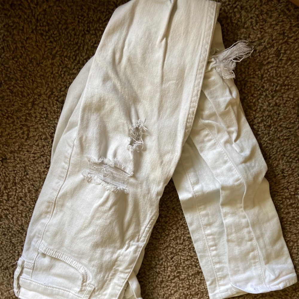 Hollister white skinny ripped jeans